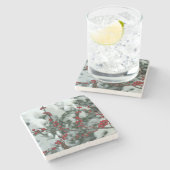 Rode winterbessen kerstvakantie stenen Onderzetter (Zijkant)