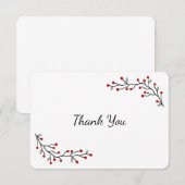 Rode winterbessen plat bedankje bedankkaart (Voorkant / Achterkant)