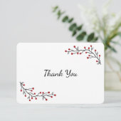 Rode winterbessen plat bedankje bedankkaart (Staand voorkant)