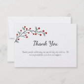 Rode winterbessen plat bedankje bedankkaart (Voorkant)