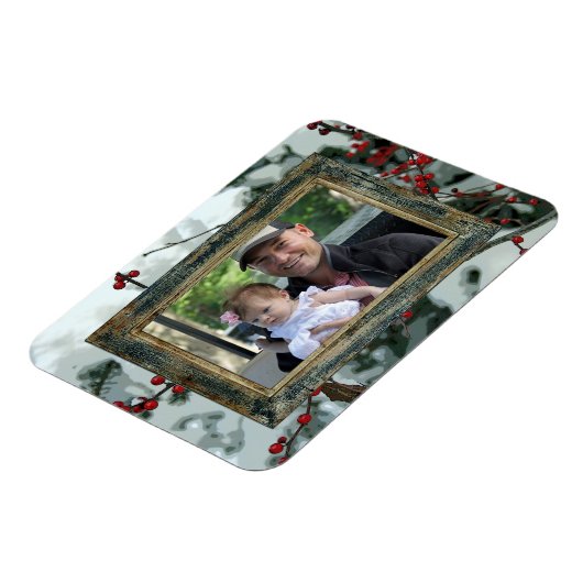 Rode winterbessen vakantie flexibele magneet (Linkerzijde)