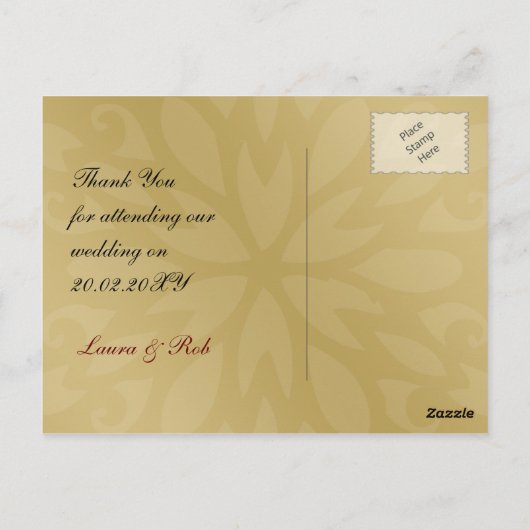 Rode winterbruiloft Dank je Briefkaart (Achterkant)