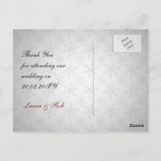 Rode winterbruiloft Dank je Briefkaart (Achterkant)