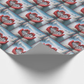 Rode winterhandschoenen met wintertekst cadeaupapier (Hoek)