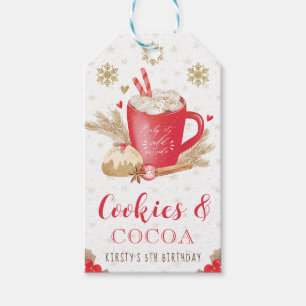 Rode Winterkoekjes en Cacaotaart Verjaardag Cadeaulabel