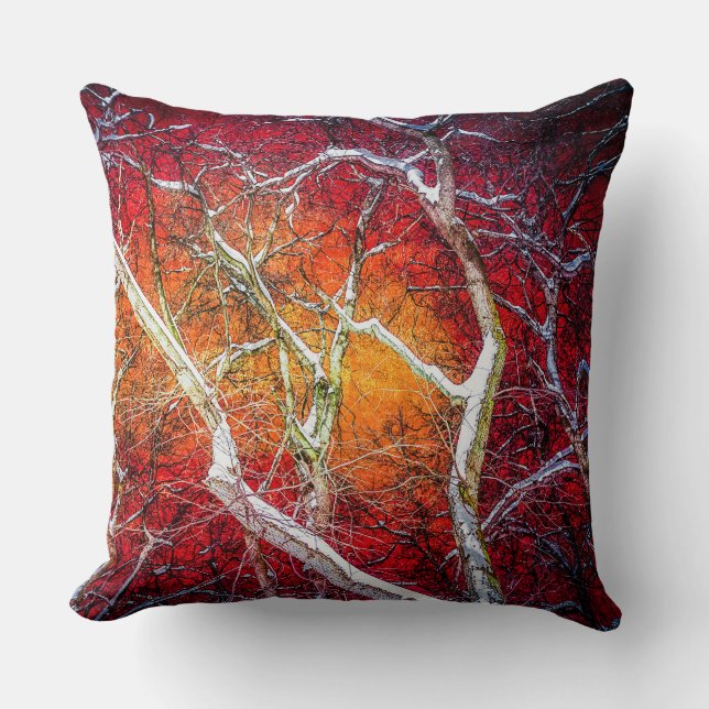 Rode winternacht kussen (Voorkant)