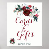 Rode winterpinda's bouquet-kaarten en trouwbord poster (Voorkant)