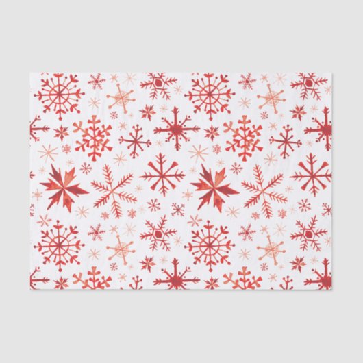 Rode wintervlokken Waterverf Snowflakes Tissuepapier (Voorkant)