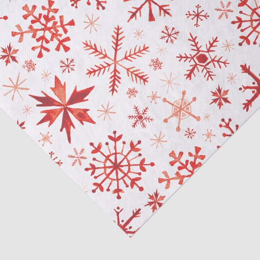 Rode wintervlokken Waterverf Snowflakes Tissuepapier (Detail)