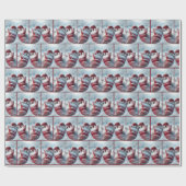 Rode winterwanten met sneeuwvlokken cadeaupapier (Vlak)