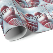 Rode winterwanten met sneeuwvlokken cadeaupapier (Rol Hoek)