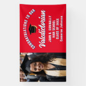 Rode Wit Blau Valedictorian Afstudeerfeest Spandoek (Verticaal)