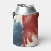 Rode Wit Blauwe Koeienprint Blikjeskoeler (Blikje Voorkant)
