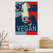 Rode Wit en Blauwe Pop Art Koe Poster - Vegan (Keuken)