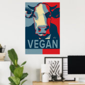 Rode Wit en Blauwe Pop Art Koe Poster - Vegan (Thuiskantoor)