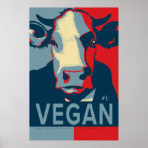 Rode Wit en Blauwe Pop Art Koe Poster - Vegan 