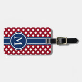 Rode Wit en Blauwe Stip Monogram Bagagelabel (Voorkant horizontaal)