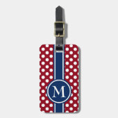 Rode Wit en Blauwe Stip Monogram Bagagelabel (Voorkant verticaal)