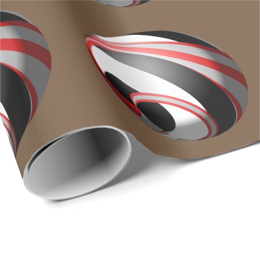 Rode Wit en Zwarte Gestreepte Bal Cadeaupapier (Rol Hoek)