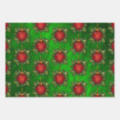 Rode Wit & Groene Kerstkrans Inpakpapier Vel (Voorkant 2)