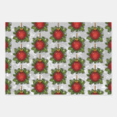 Rode Wit & Groene Kerstkrans Inpakpapier Vel (Voorkant)