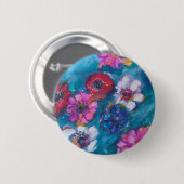 RODE WIT-KLEURSTROMEN IN BLAUW RONDE BUTTON 5,7 CM (Voorkant /achterkant)