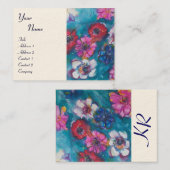 RODE WIT-KLEURSTROMEN IN BLAUWE MONOGRAM VISITEKAARTJE (Voorkant / Achterkant)