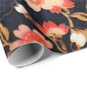 RODE WIT-SPRINGSTROMEN, DIEPBLAUWE VLOEISTOF CADEAUPAPIER (Rol Hoek)