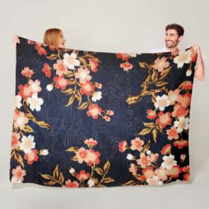 RODE WIT-SPRINGSTROMEN, DIEPBLAUWE VLOEISTOF FLEECE DEKEN