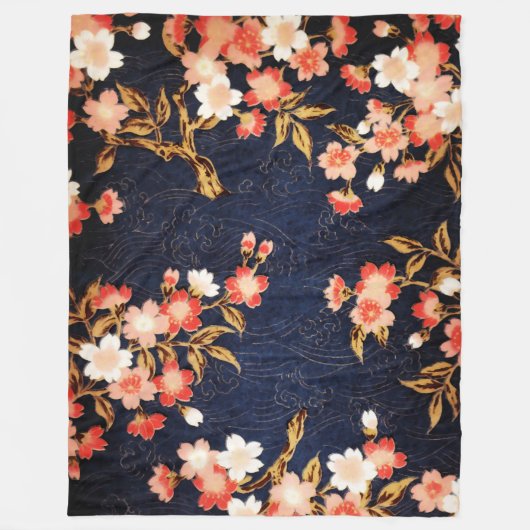 RODE WIT-SPRINGSTROMEN, DIEPBLAUWE VLOEISTOF FLEECE DEKEN (Voorkant)