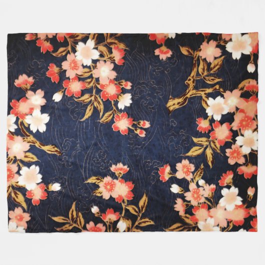 RODE WIT-SPRINGSTROMEN, DIEPBLAUWE VLOEISTOF FLEECE DEKEN (Voorkant (Horizontaal))