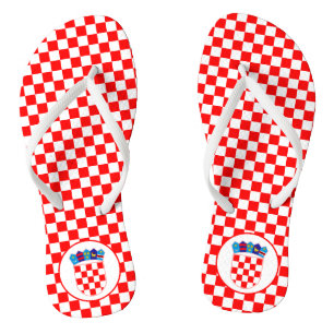 Rode witcheques met Kroatisch embleem Teenslippers