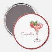 Rode Witte Aardbei Cocktail Drank Magneet (Voorkant / Achterkant)