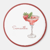 Rode Witte Aardbei Cocktail Drank Magneet (Voorkant)