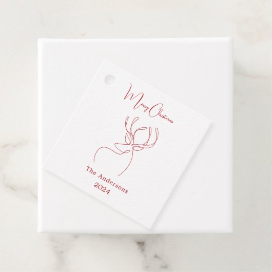 Rode witte abstract rendier moderne Kerstmis Bedankjes Labels (In situ)