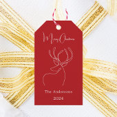 Rode witte abstract rendier moderne Kerstmis Cadeaulabel
