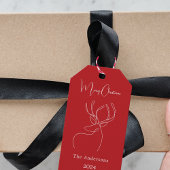 Rode witte abstract rendier moderne Kerstmis Cadeaulabel