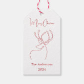 Rode witte abstracte rendier moderne Kerst Cadeaulabel (Voorkant)