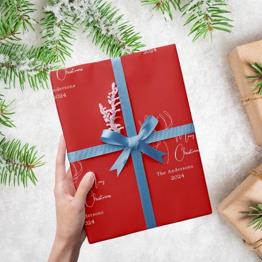 Rode witte abstracte rendier moderne Kerstmis Cadeaupapier