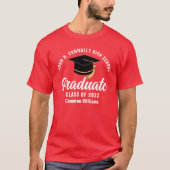 Rode Witte Afgestudeerde Gepersonaliseerde 2026 Af T-shirt (Voorkant)