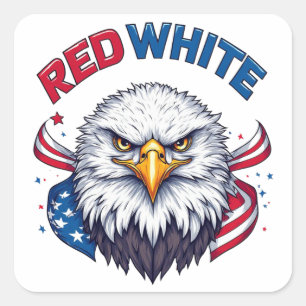 Rode Witte Amerikaanse Vlag Patriottisch Vierkante Sticker