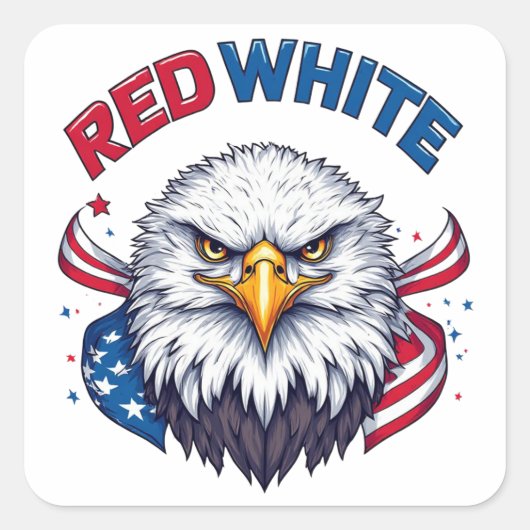 Rode Witte Amerikaanse Vlag Patriottisch Vierkante Sticker (Voorkant)