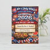 Rode Witte Amerika's 250e 4e Juli BBQ Kaart (Staand voorkant)