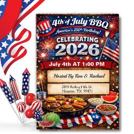 Rode Witte Amerika's 250e 4e Juli BBQ Kaart