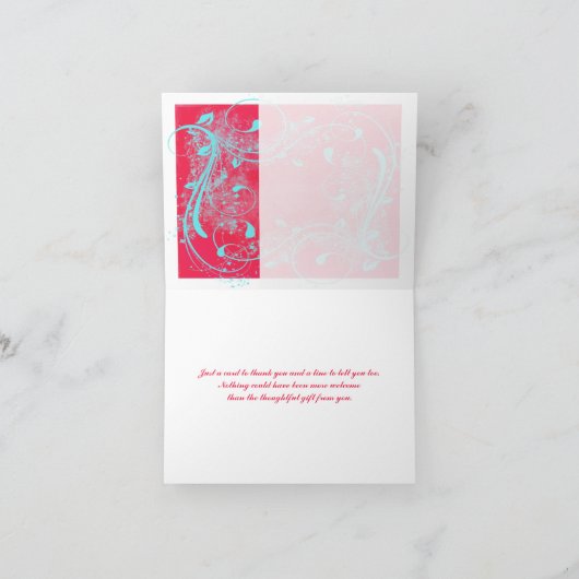 Rode, Witte, Aqua Krullen Bedankkaart (Binnen)