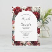 Rode Witte Aquarel Bloemen Elegant Kaart (Staand voorkant)