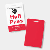 Rode Witte Basisschool Hall Pass Badge (Voor- en achterkant)