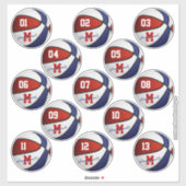 rode witte basketbal op maat 13 spelers sticker (Vel)