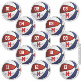 rode witte basketbal op maat 13 spelers sticker