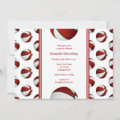 rode witte basketbal verjaardag of teamparty kaart (Voorkant)